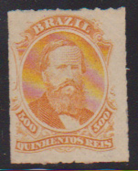 Brasil 1876 - Selo 500rs. Barba Preta Percé, sem carimbo perfeito e com cores nítidas. Valor de catá