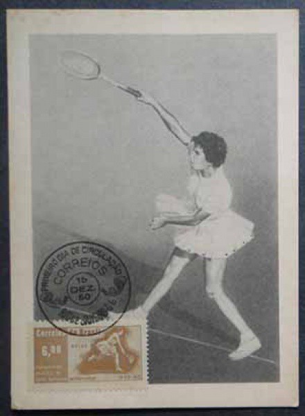 FILATELIA PRIMEIRO DIA DE CIRCULAÇÃO CARTÃO TENISTA BRASILEIRA MARIA ESTER BUENO CAMPEÃ DE WIMBLEDON