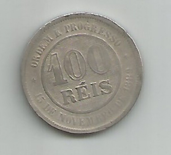 29  BRASIL  Moeda da República (1897) 100 Réis  Niquel MBC