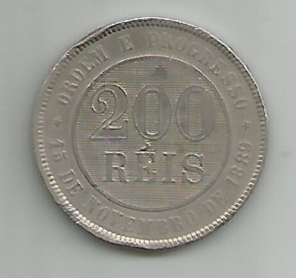 30  BRASIL  Moeda de República  (1889) 200 Réis  Níquel MBC