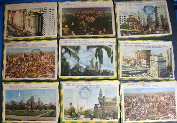 FILATELIA ENVELOPES - 09 COM VISTAS DAS CIDADES DE SÃO PAILO DÉCADA DE 50 BEM CONSERVADOS