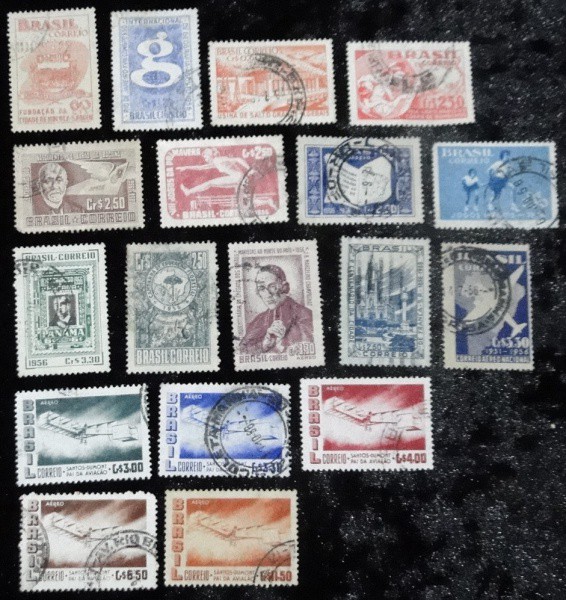 1956 - BRASIL USADOS, ANO COMPLETO (SÓ OS COMEMORATIVOS) - TOTAL DE 18 SELOS