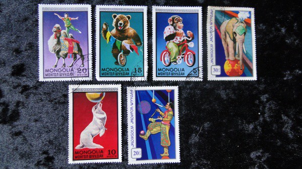 TEMÁTICOS: CIRCO: 06 SELOS, TEMÁTICA RARA - MONGÓLIA