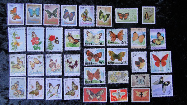 TEMÁTICOS: BORBOLETAS (3) - 35 SELOS DIFERENTES, DIVERSOS PAÍSES, LINDOS, VEJA TODAS AS FOTOS