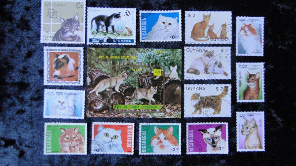 TEMÁTICOS: GATOS - 15 SELOS e 01BLOCO - DIVERSOS PAÍSES, LINDOS, VEJA TODAS AS FOTOS