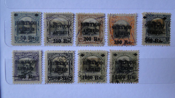 BRASIL - 09 SELOS AÉREOS, SOBRETAXADOS, EXCELENTE LOTE - BOM VALOR