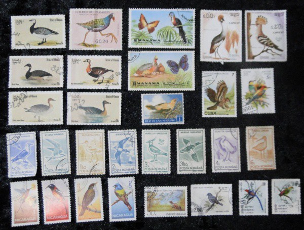 TEMÁTICOS: AVES/PÁSSAROS - 29 SELOS - DIVERSOS PAÍSES, LINDO LOTE, VEJA TODAS AS FOTOS