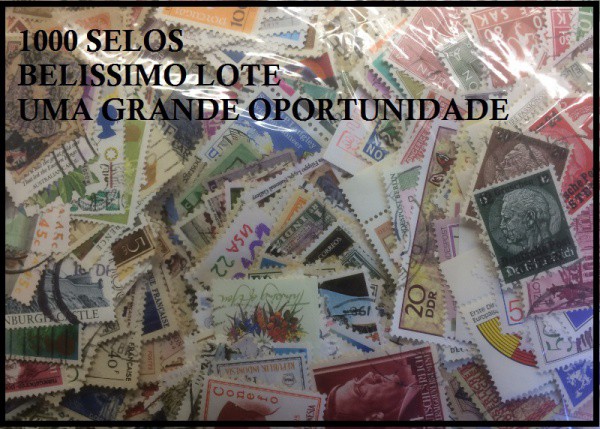 Universais - Pacote especial com 1.000 selos estrangeiros diversos com e sem carimbo. Trata-se de um