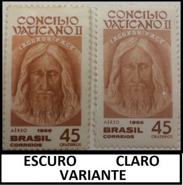VARIANTE ESCASSA  - PAR DE SELOS DO BRASIL COM VARIANTE DE COR CONFORME MOSTRADO NA IMAGEM - SELOS S