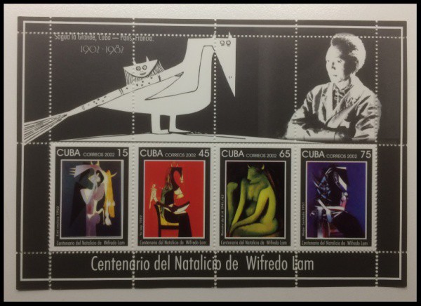CUBA - BLOCO GRANDE COM 8 SELOS COM O TEMA ARTE DE WIFREDO  - SELOS EM ESTADO MINT DE CONSERVAÇÃO !