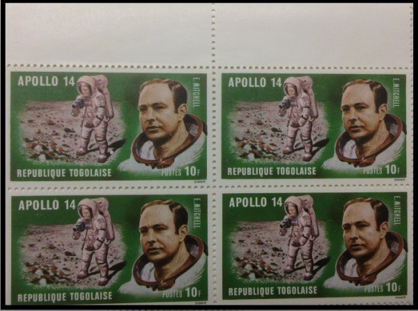 REPUBLICA DO TOGO   - QUADRA  COMEMORATIVA A APOLLO 14 NA CONQUISTA ESPACIAL COM ASTRONAUTA MITCHELL