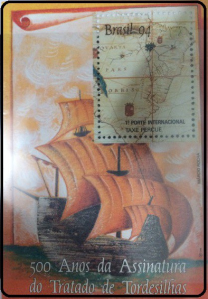 BRASIL - BLOCO EM ESTADO MINT DE CONSERVAÇÃO ANO 1994 RHM - B 97  - 500 ANOS DO TRATADO DE TORDESILH