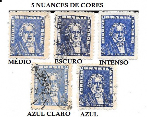 BRASIL - LOTE COM 5 SELOS COM VARIAÇÃO DE COR SELO RHM 511 - SELOS EM EXCELENTE ESTADO DE CONSERVAÇÃ