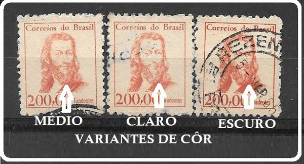 BRASIL - LOTE COM 3 SELOS TIRADENTES COM VARIANTE DE COR  - UM SHOW DE LOTE   !