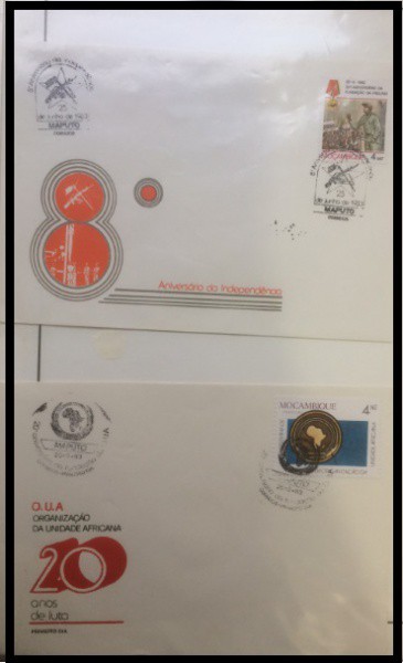 MOÇAMBIQUE - PARTE DE UMA COLEÇÃO COM SELOS E ENVELOPES EM ESTADO MINT DE CONSERVAÇÃO ! ORGANIZAÇÃO
