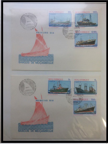 MOÇAMBIQUE - PARTE DE UMA COLEÇÃO COM SELOS E ENVELOPES  EM ESTADO MINT DE CONSERVAÇÃO    ! BARCOS D