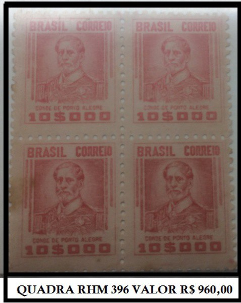 BRASIL - QUADRA SEM CARIMBO EM EXCELENTE ESTADO DE CONSERVAÇÃO MUITO ESCASSO RHM 396 - VALOR DA QUAD
