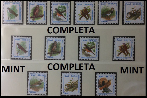 BRASIL - SÉRIE COMPLETA EM ESTADO MINT DE CONSERVAÇÃO DOS SELOS REGULARES NAS DUAS MOEDAS UM SHOW !