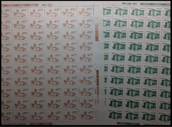 BRASIL - LOTE COM PAR  FOLHAS PATRIMONIOS DO BRASIL COMPLETAS - MAIS DE 220 SELOS REGULARES  EM ESTA