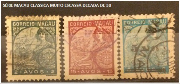 SÉRIE MACAU CLASSICA MUITO ESCASSA DECADA DE 30 - SELOS EM EXCELENTE ESTADO DE CONSERVAÇÃO!