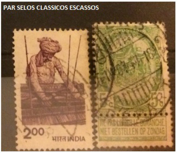 INDIA - PAR DE SELOS CLASSICOS ESCASSOS EM EXCELENTE ESTADO DE CONSERVAÇÃO !
