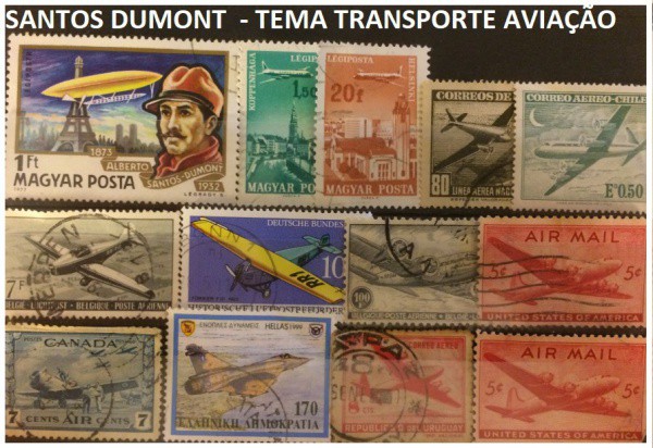 SANTOS DUMONT  - TEMA TRANSPORTE AVIAÇÃO - SELOS EM EXCELENTE ESTADO DE CONSERVAÇÃO !