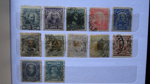 BRASIL - ALEGORIAS REPUBLICANAS - 12 SELOS USADOS, MARCAS DE CHARNEIRA, VENDIDOS CONFORME FOTOS - BO