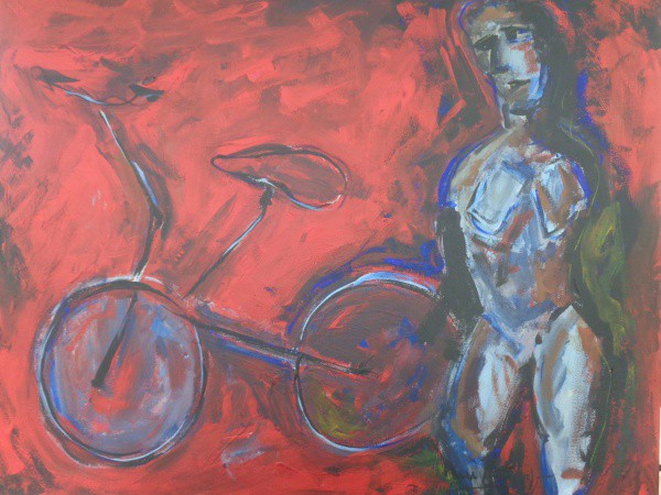 AM016, IBERÊ CAMARGO, óleo sobre madeira, representando figura, medindo 62 x 48 cm. Sem moldura.