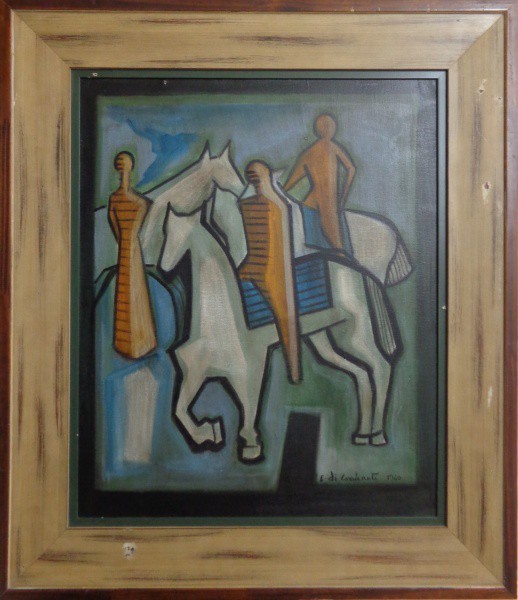 AM002, E. DI CAVALCANTI, óleo sobre tela, representando figuras, medindo 59 x 72 cm.