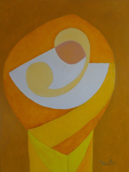AM075, INGRES SPELTRI, óleo sobre tela, geométrico, medindo 60 x 80 cm. Sem moldura.