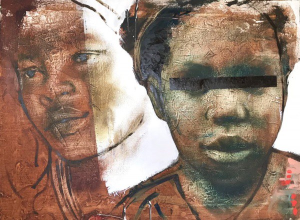 AM075, ÉLON BRASIL, óleo sobre tela, "Menina de Paraisópolis", medindo 80 x 60 cm.