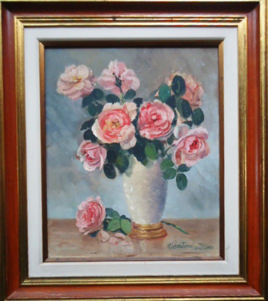 M. Luiza Teixeira Silva - Óleo sobre tela - "Vaso com flores", assinada no canto inferior di