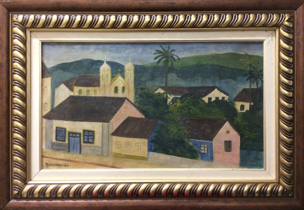 AM011, DJANIRA, óleo sobre tela, "Ouro Preto", medindo 50 x 30 cm.