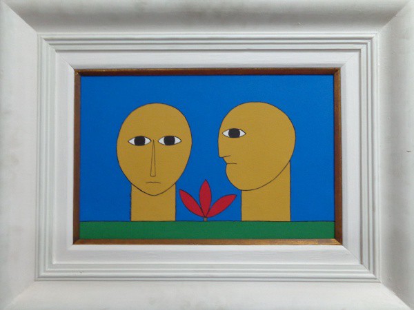 AM000, ANTONIO MAIA, acrílica sobre tela, "Ex-Voto", medindo 41 x 27 cm.