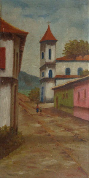 AM000, ROMILDA FONTES FERREIRA, óleo sobre tela, "Parati", medindo 30 x 60 cm. Sem moldura.