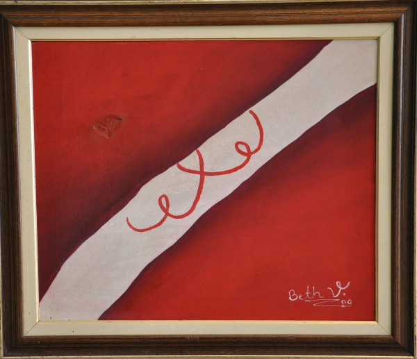 AM000, BETH V., óleo sobre tela, abstrato, medindo 59 x 49 cm. Contém restauro.