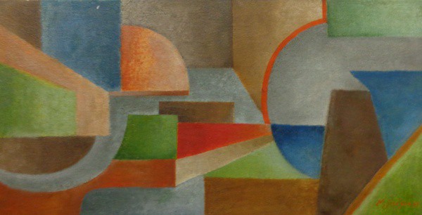AM000, M. SILÉSIO, óleo sobre tela, geométrico, medindo 50 x 25 cm. Sem moldura.