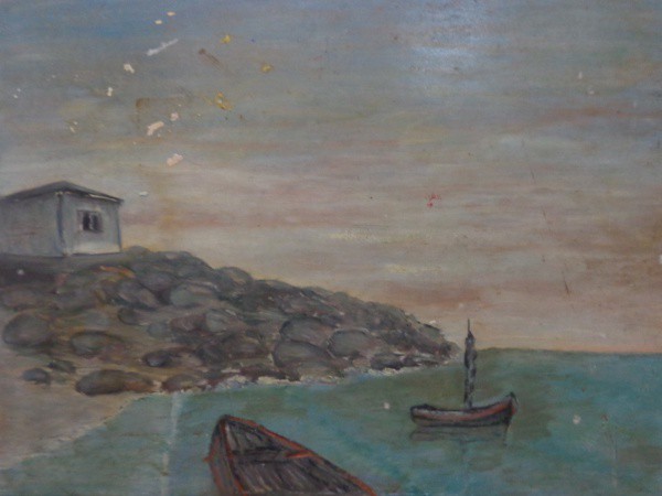 AM000, SEM ASSINATURA, óleo sobre placa, representando marinha, medindo 35 x 27 cm. Sem moldura.