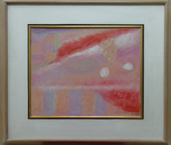 AM018, AFONSO PEREZ JR., óleo sobre tela, "Meteoros no Amanhecer Carmim", medindo 38 x 48 cm