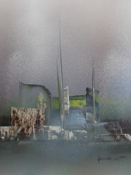 AM019, FABIO PACE, óleo sobre cartão, abstrato, medindo 31 x 43 cm. Sem moldura.