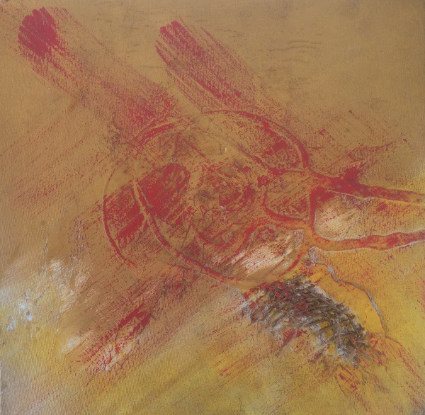 AM019, NILZA GUTIERREZ, técnica mista sobre tela, abstrato, medindo 30 x 30 cm. Sem moldura.