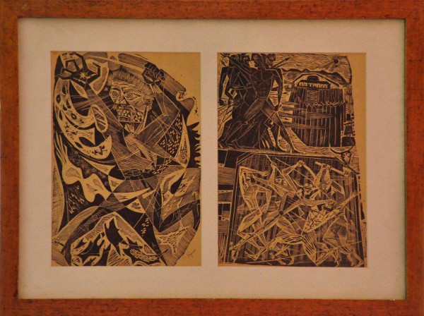 LÍVIO ABRAMO - Par de Xilogravuras ( Cangaço ) med: 33 x 45,5 cm.