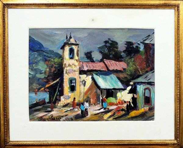 Durval Pereira, "Igreja" - óleo sobre placa - med. 30 x 38 cm