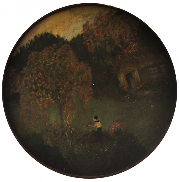 SEM ASSINATURA - osm ( Figura com paisagem ) med: 84 x 84 cm.