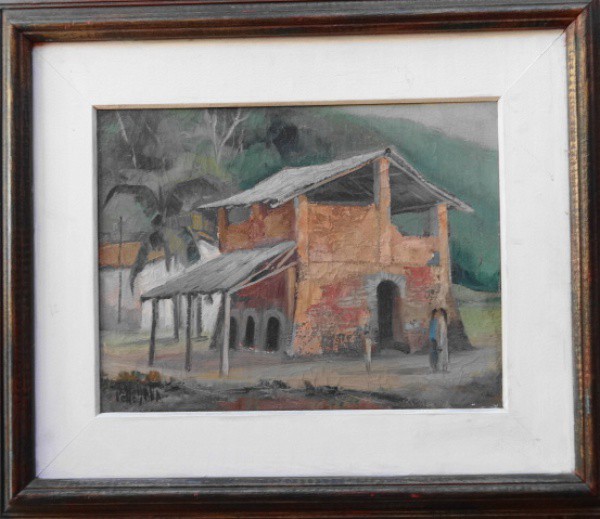 Omar Pellegatta - Óleo sobre tela - "Olaria", obra da década de 60, medindo: 30 cm x 40 cm,