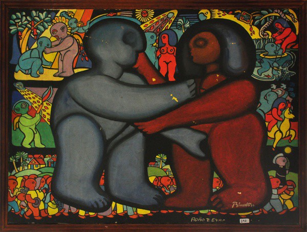 BIVALDO - ost, datado em 77 ( Adão e Eva ) med: 60 x 80 cm. Obs: Pequeno restauro na tela.