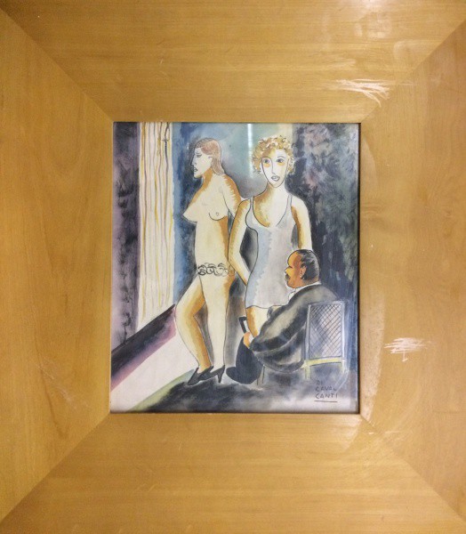 AM003, E. DI CAVALCANTI, técnica mista sobre papel, representando figuras, medindo 29 x 34 cm.