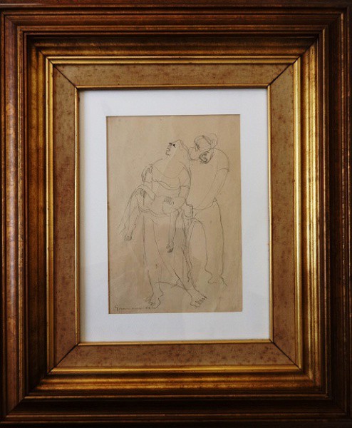 Clóvis Graciano - Desenho original (grafite), assinado no canto inferior esquerdo, datado de 1944, m