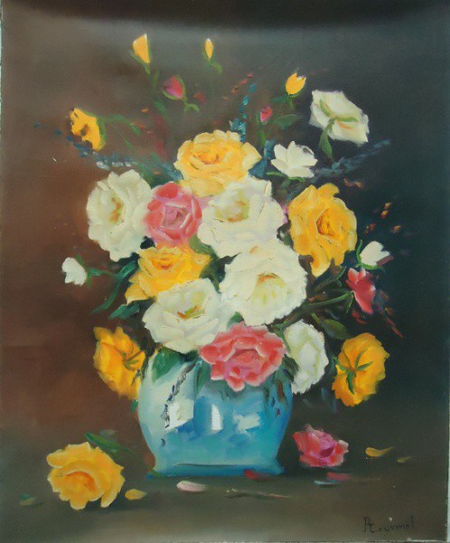 A. CRUVIMEL - ost ( flores ) med: 73 x 60 cm. Sem moldura.