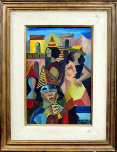 Emiliano Di Cavalcanti, "Carnaval" - óleo sobre tela - med. 41,5 x 27,5 cm